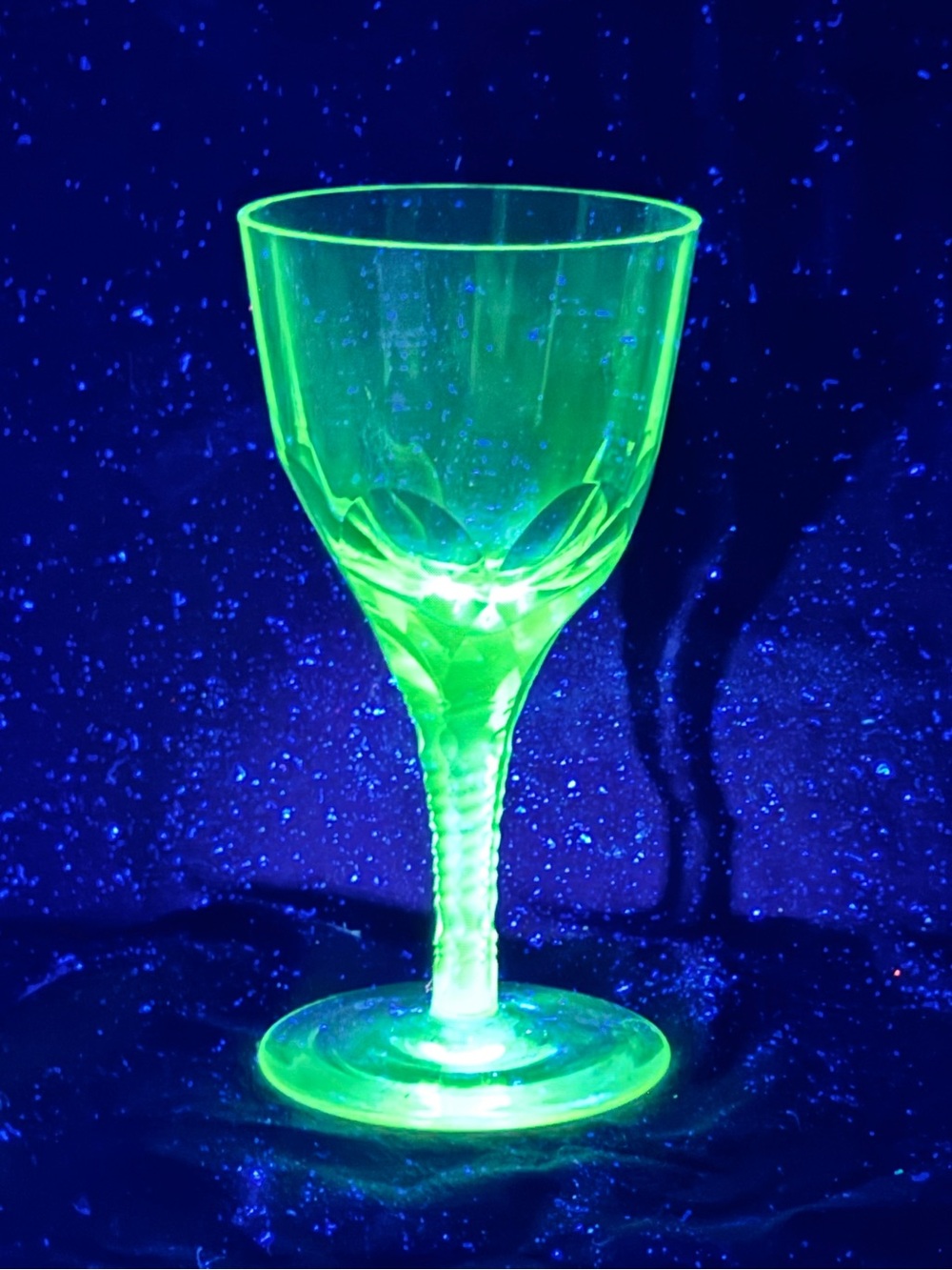 Vintage UV Glow Glass Wine/Cordial Goblet